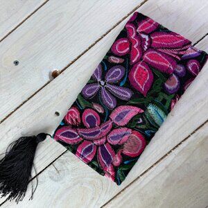 Colorful Floral Mexican Embroidered Tri Fold Wallet